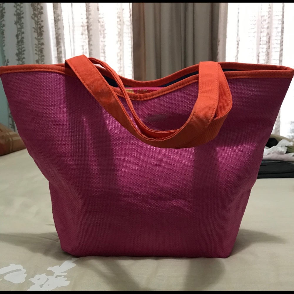 Double-sided, solid pink/blue floral Tote